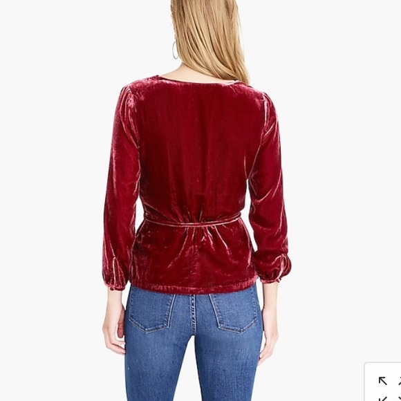 NWT J Crew velvet drape top with tie size 0 - Picture 4 of 4
